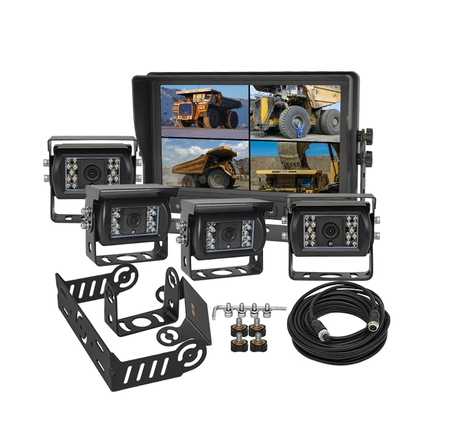 Kommerzieller 9-Zoll-Quad-Monitor mit IP69K-Rückfahrkamera