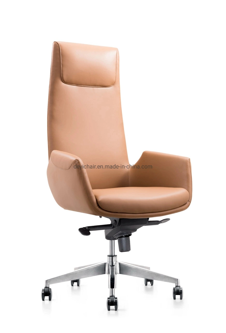 Medium Back Beige Color PU/Leather Upholstery for Seat and Back 330mm Aluminum Base PU Castor Chromed Gas Lift Chair