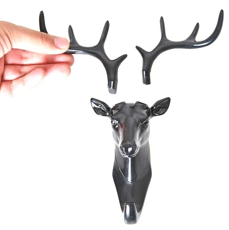 Household Wall Decorative Deer Head Antlers Single Hooks for Hanging Key Clothes Coat Hat Bags