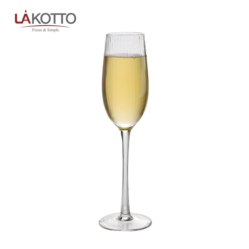 265ml Copa de vino hecha a mano con champán acanalado Copa de vino romántico Copa de vino esencial Fiesta