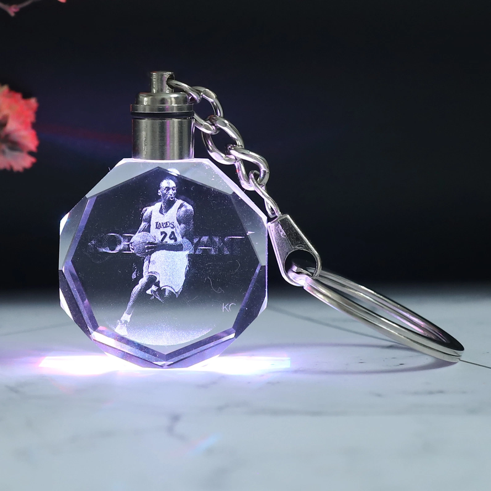 2021 Promotion Gift Cheap Wholesale 3D Custom Laser Logo Crystal LED Keychain