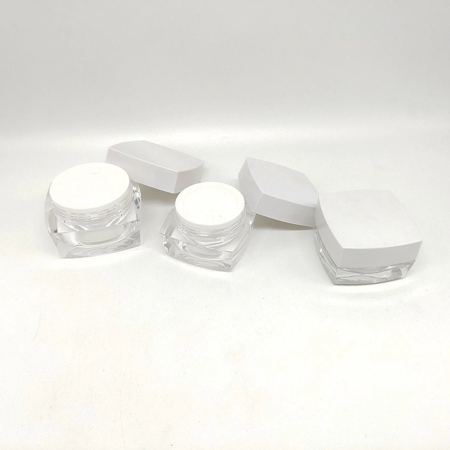 Empty Square Set Cream Jar and Airless Serum Lotion Acrylic Plastic Bottle