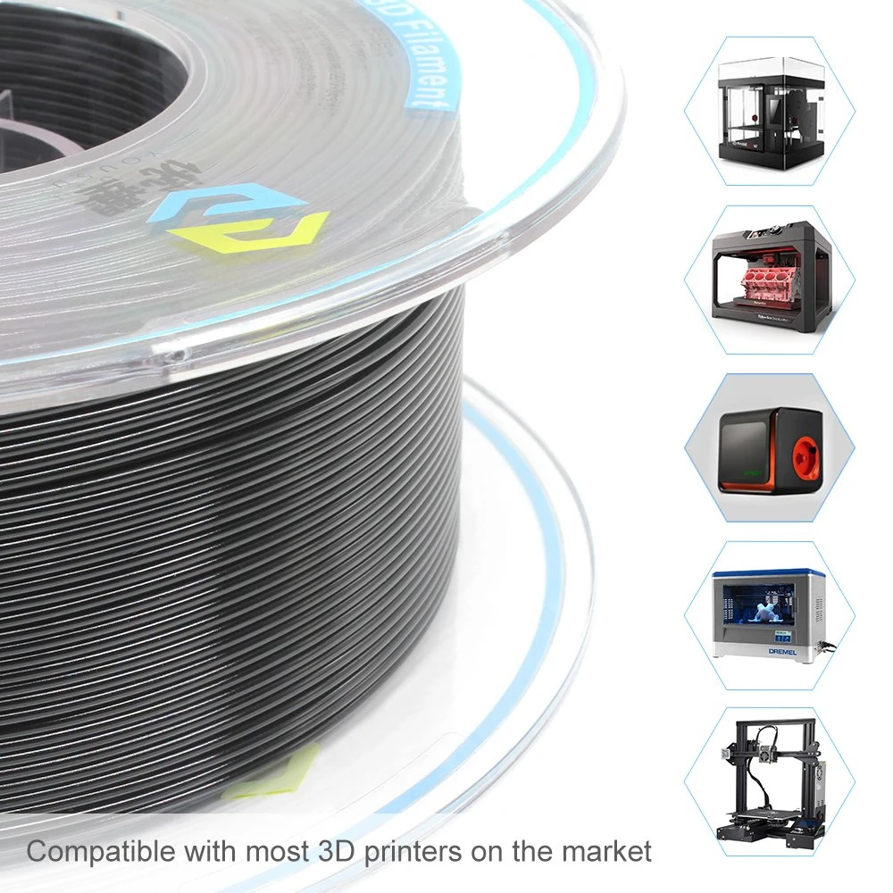 Factory High quality/High cost performance  USA Imported Raw Materials 3D PETG Filament Water Resistant 3D Printing Material Specially for Outdoors 3D Printers Black Filaments 1kg