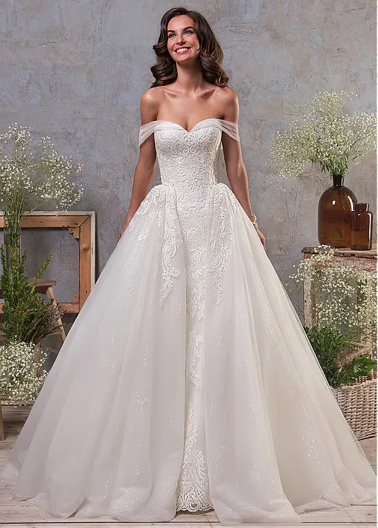 New Wedding Dresses Lace Detachable Train Mermaid Bridal Ball Gowns Z1034