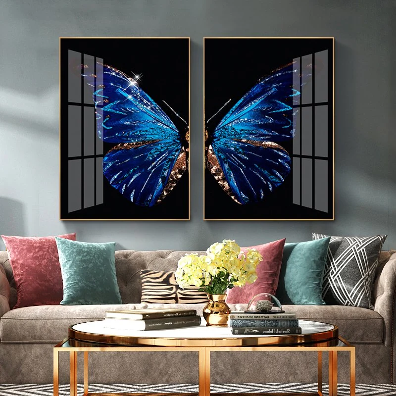 Butterfly Crystal Porcelain Painting High End Art Wall Decoration Painting