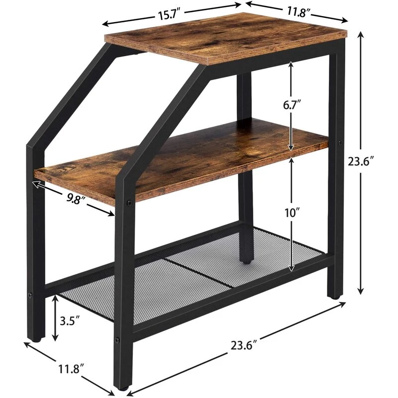 Mesita de cama dormitorio moderno salón sofá cubo angosto Plaza de la tabla final de metal madera mesa lateral para Muebles de Dormitorio