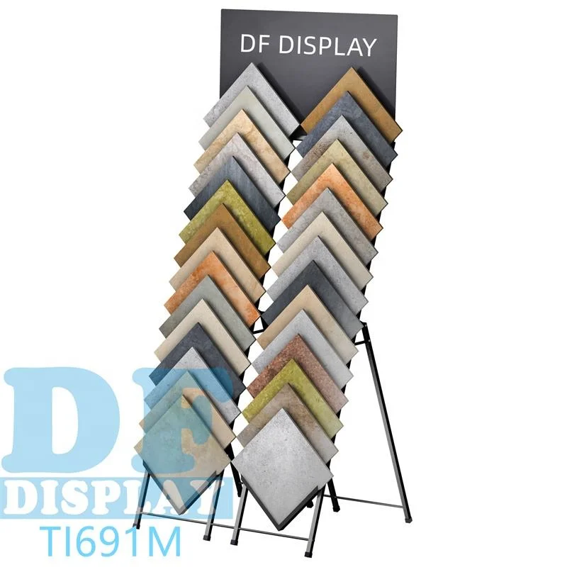 Popular Decoration Materials Store Customized Laminate Parquet Wooden Flooring Tiles Samples Display Rack with Wire Holders Tile Display Stand