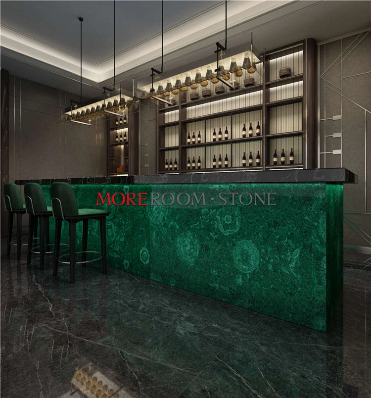 Green Gemstone Onyx Bar Counter pour le restaurant de l'hôtel Night Club Barre de coupe