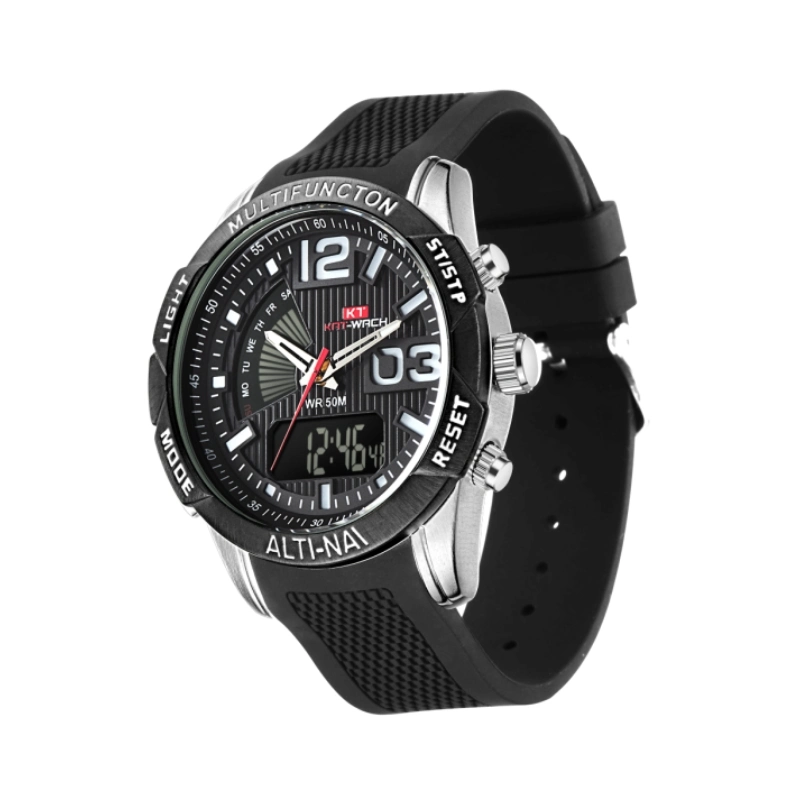 Plastic Watch Gift Mens Watch Quartz Digital Dual Time Silicone Chronograph Quality Watches