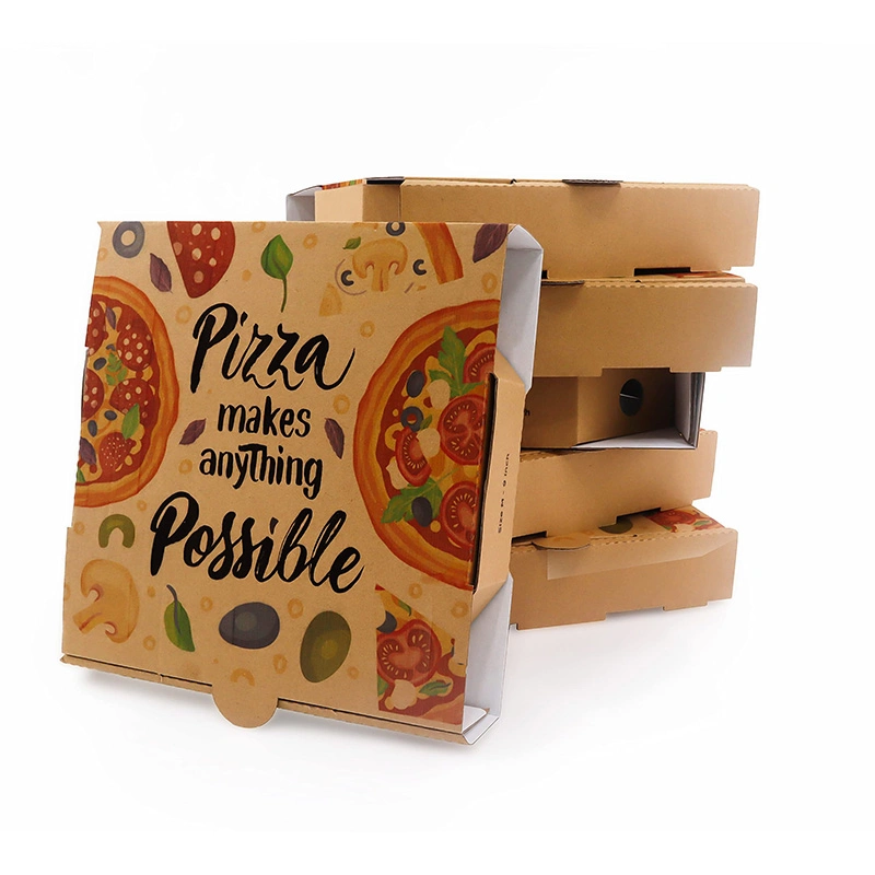 Pizza reciclables Caja de cartón ondulado Eco friendly alimentos paquete cajas de papel con el logotipo Caja Pizza para la impresión de cartón caja de pizza