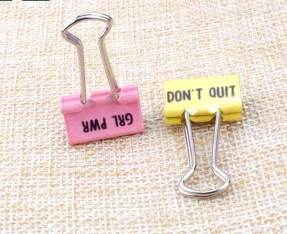 Assorted Colors Binder Metal Clips with 1-C Logo Printing for Office and Promotions Use