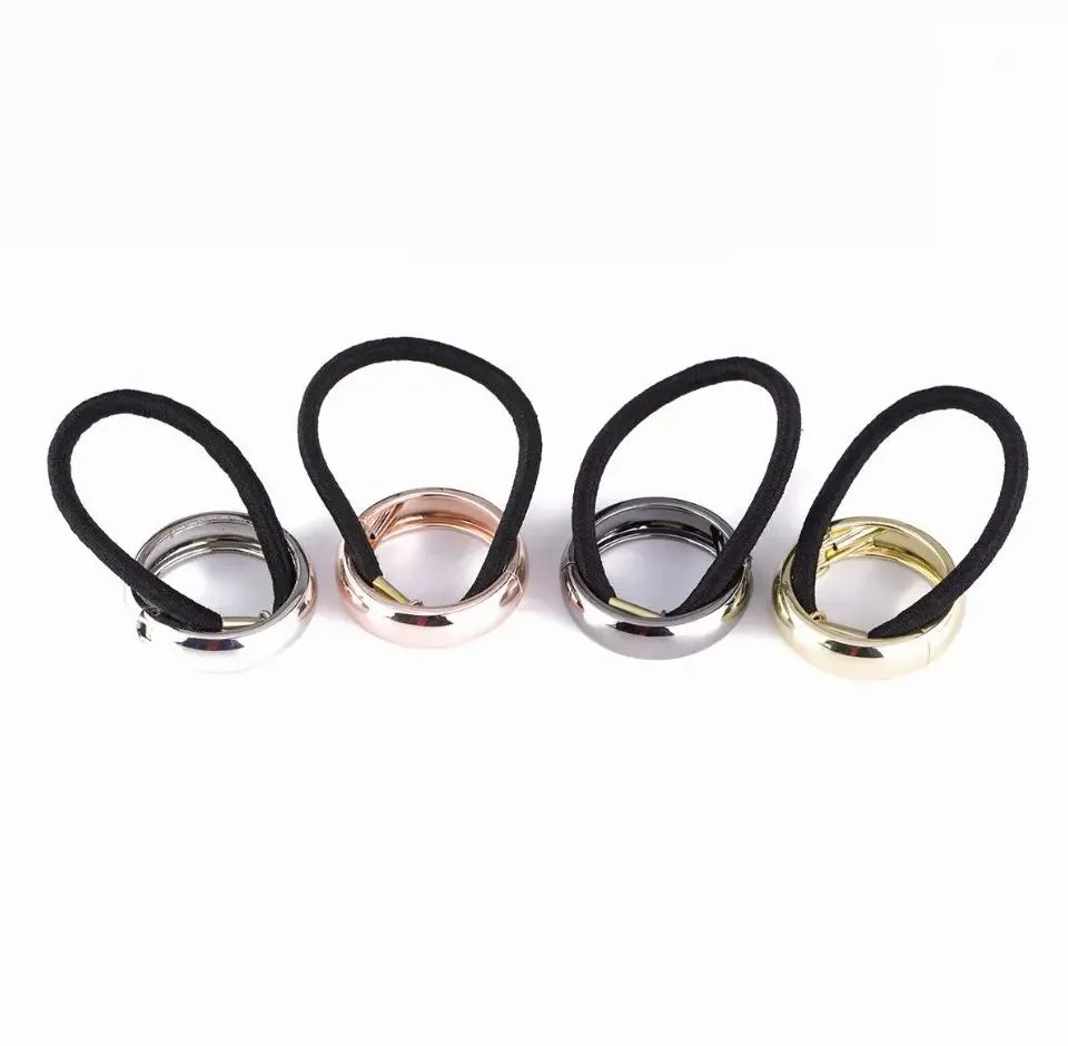 Metal Mirrored Celeb Fashion Chic Style Round Hoop Cuff Wrap Girls' Ponytail Band