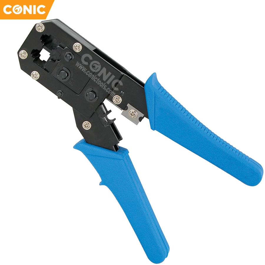 Multi-Functional Spring Crimping Pliers for 6p/8p Terminals with PVC Handle