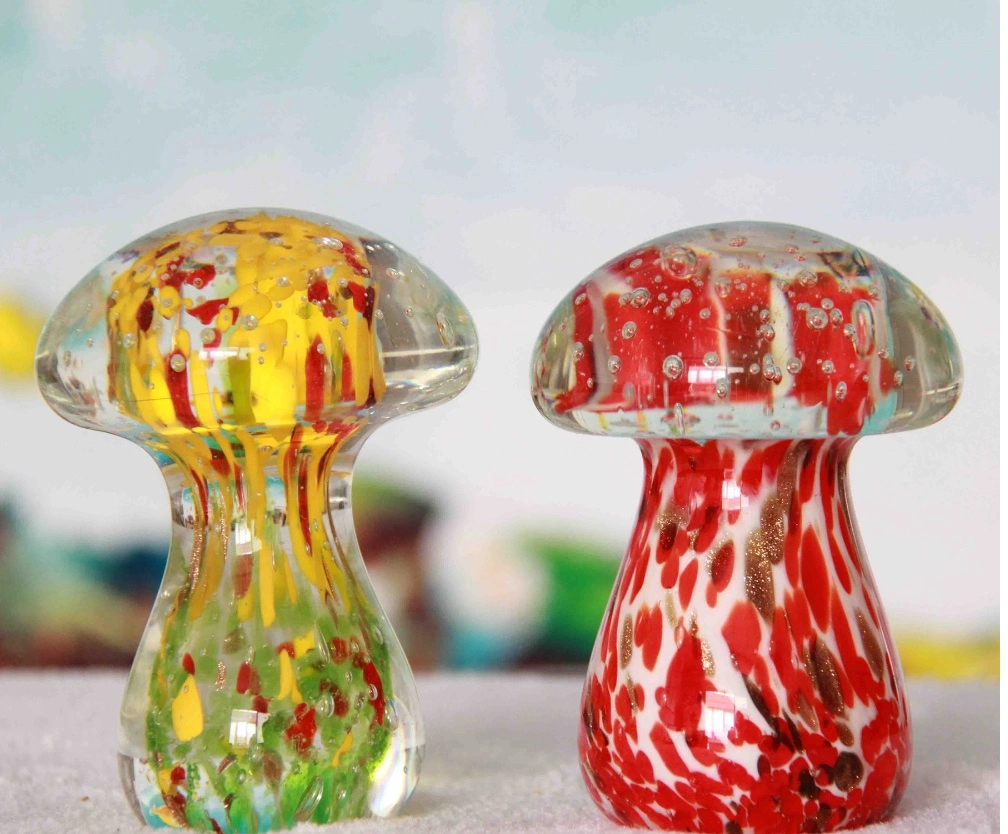 Murano Glass Crystal Craft Decorative Mushroom Paperweight