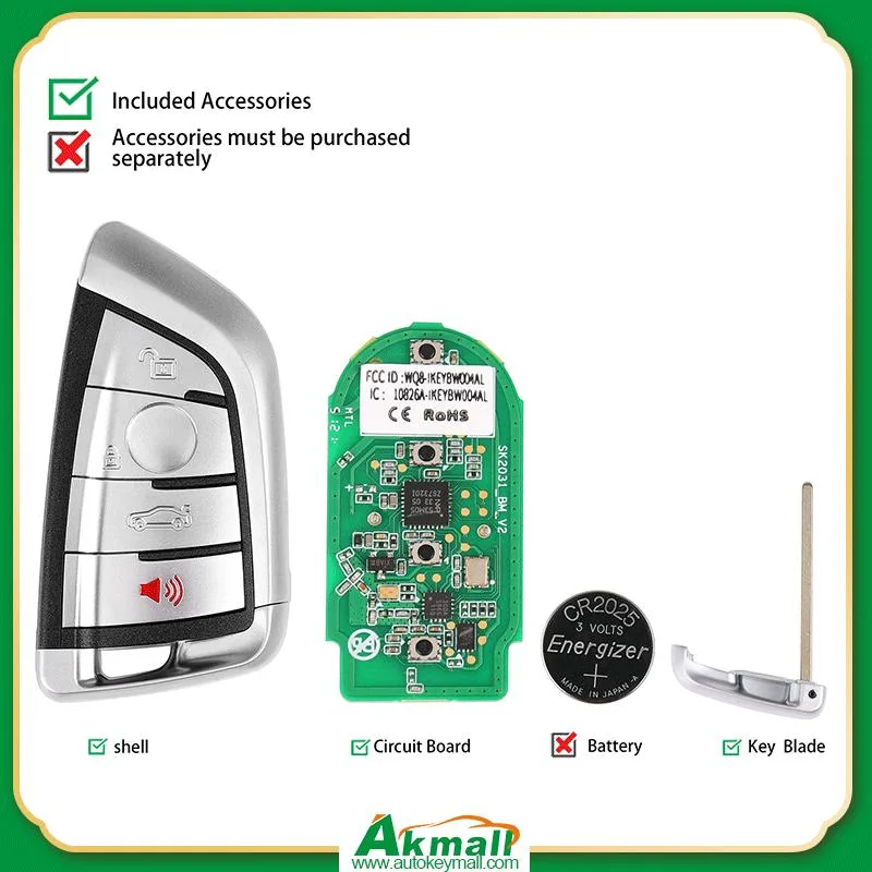 Autel navaja estilo Ikeybw004al coche inteligente Universal Remote Key 4 botones para BMW