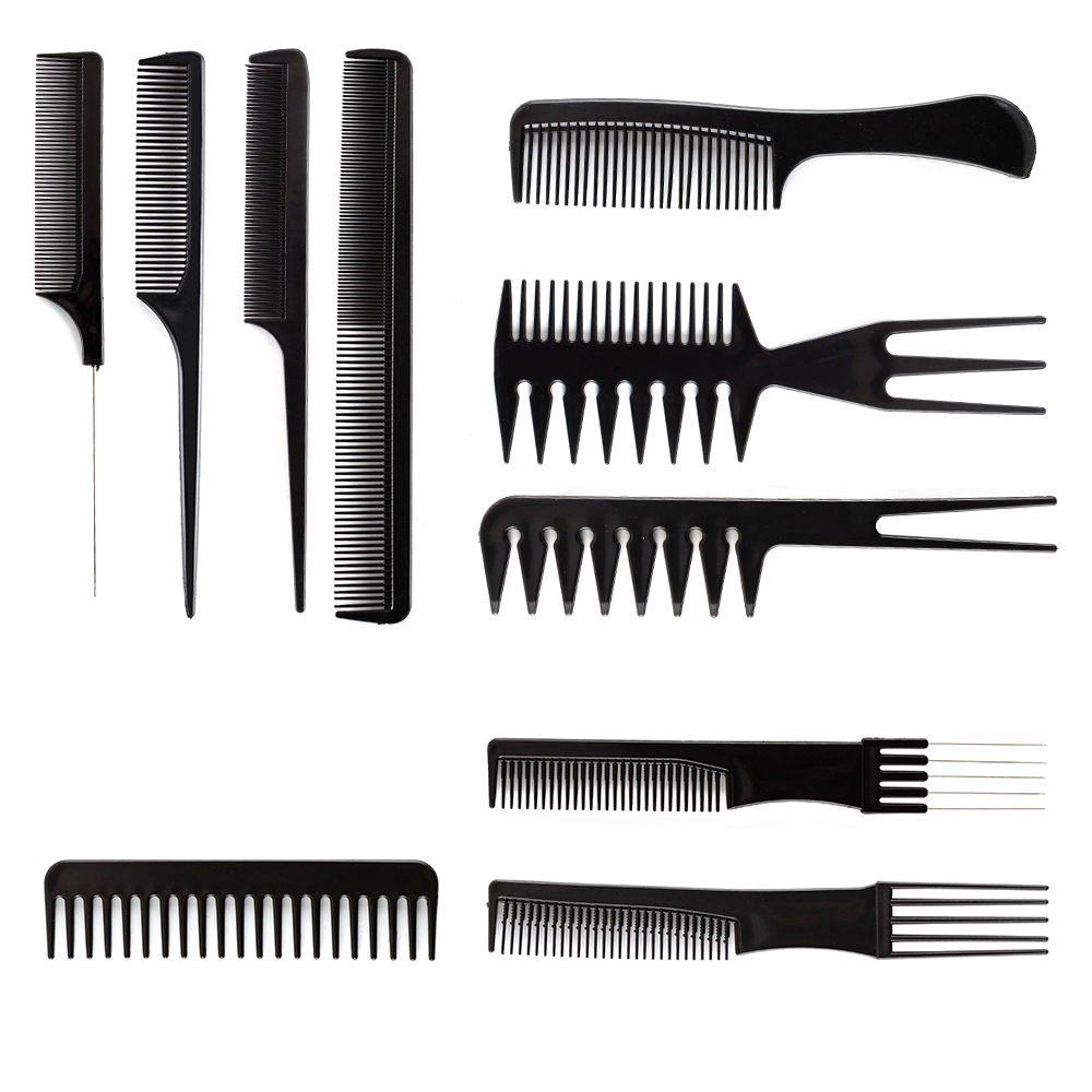 10 PCS /Pack Toothed Tail Teasing Waves Pick Styling Hairbrush Salon Professional Bone Plastic Beard Hair Brush Combs Set