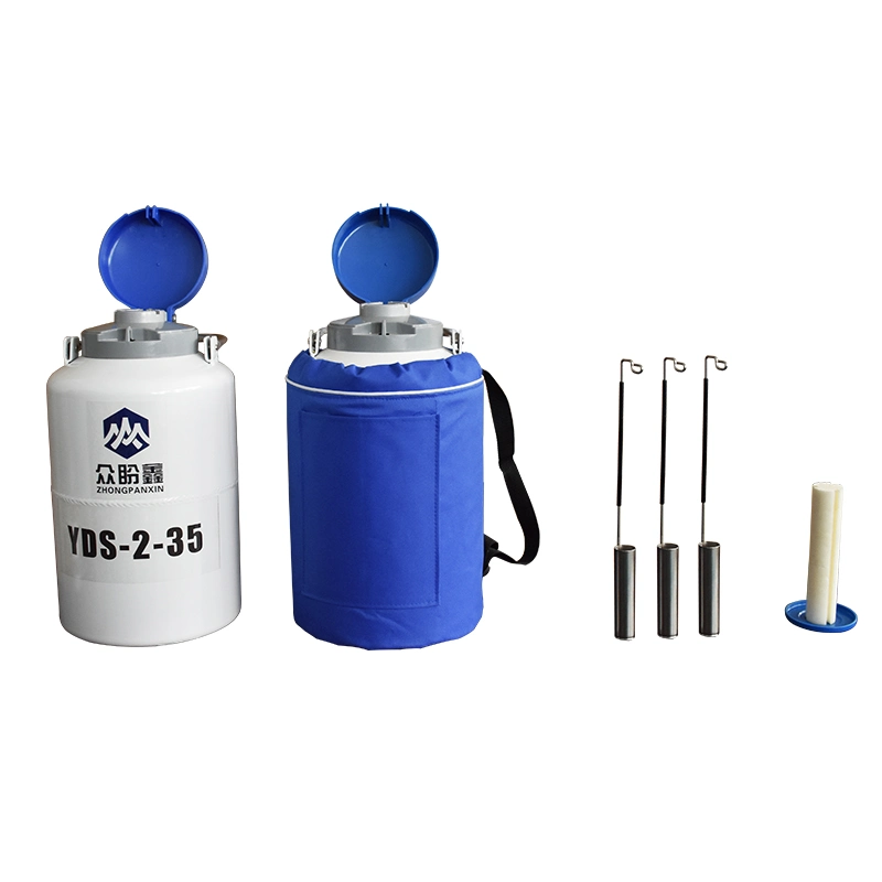 2L Semen Storage Cylinder Dewar Vessel Tank Liquid Nitrogen Container with Canisters for Cryogenic Storage Biological Materials
