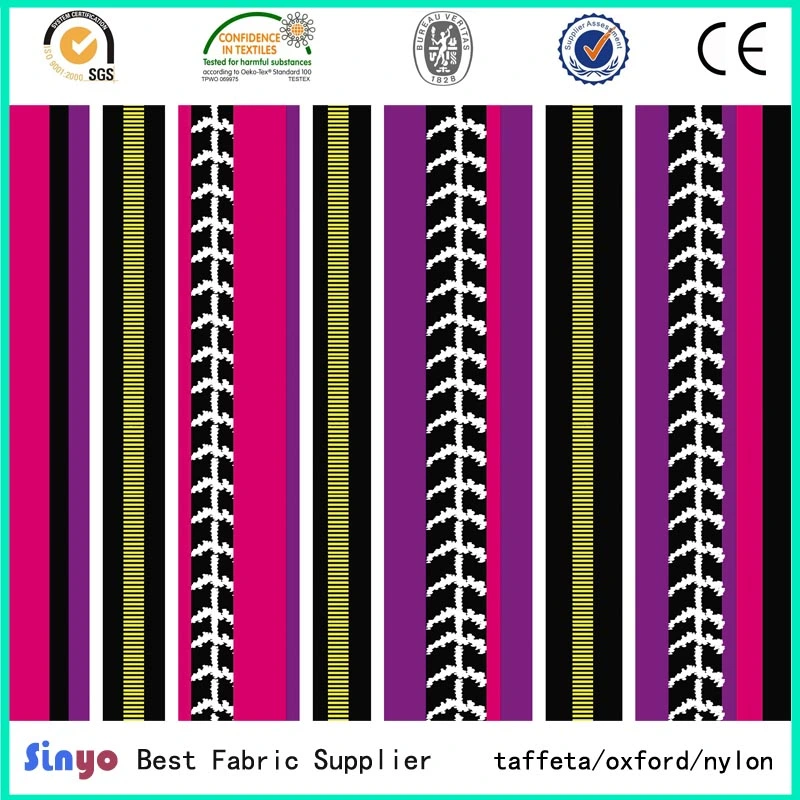 Heat Transfer Printed PVC Laminated 300d Yarn Dyed Strip Fabric