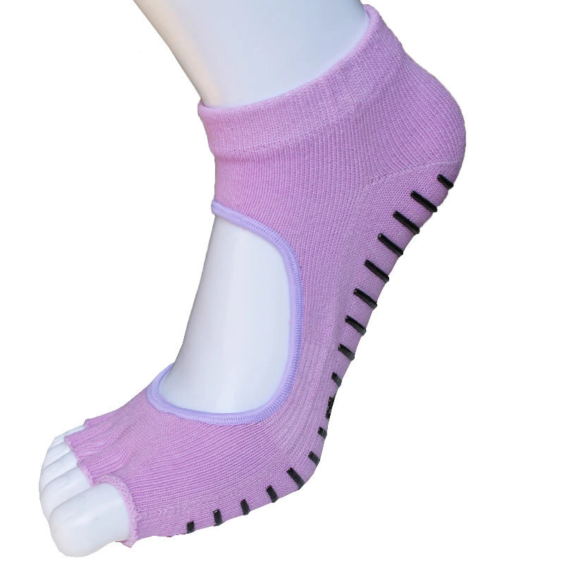 2020 Meilleure vente anti- glissement de coton de la moitié de la cheville de la TOE Grip Chaussettes Toeless Yoga