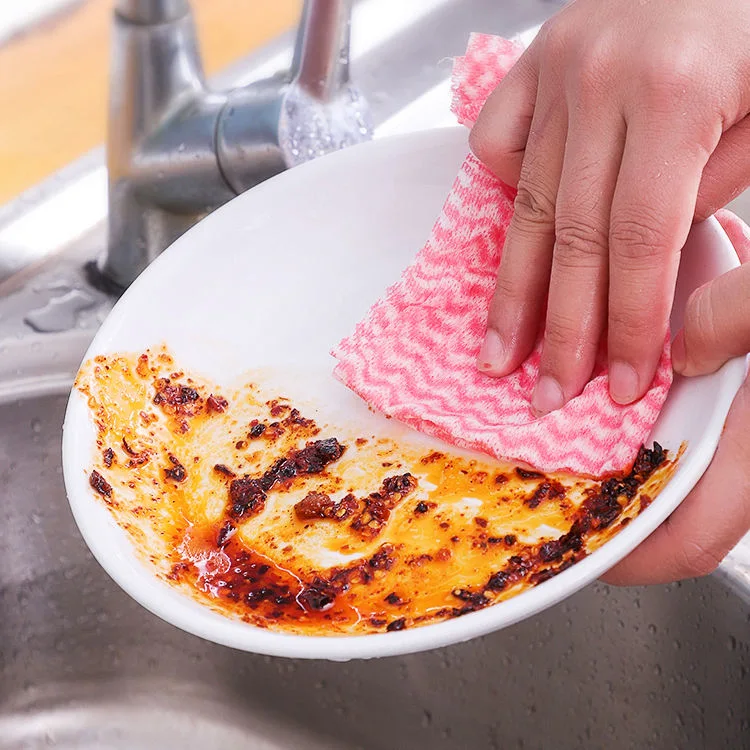 Mayorista de paño de limpieza desechable para cocina paño de lavado no tejido absorbente de aceite