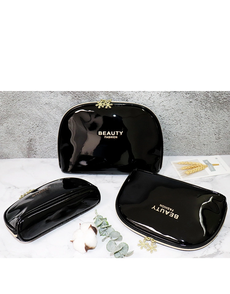 OEM Custom Logo Gift Makeup Bag Patent Leather Waterproof Wash Pouch Travel Women Cosmetic Bag