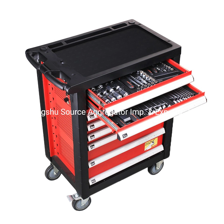 196 PCS Tools Set with 6 Drawers Garage Tool Cabinet Tool Trolley