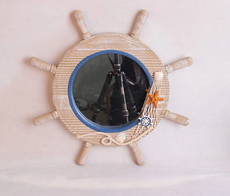 Rudder Accessories Bionic Painting Crafts Wooden Mirror Pendant