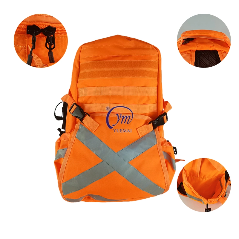 Visibilidade de alta segurança laranja trabalhar mochila Backpack Visibilidade Saco com a fita refletora