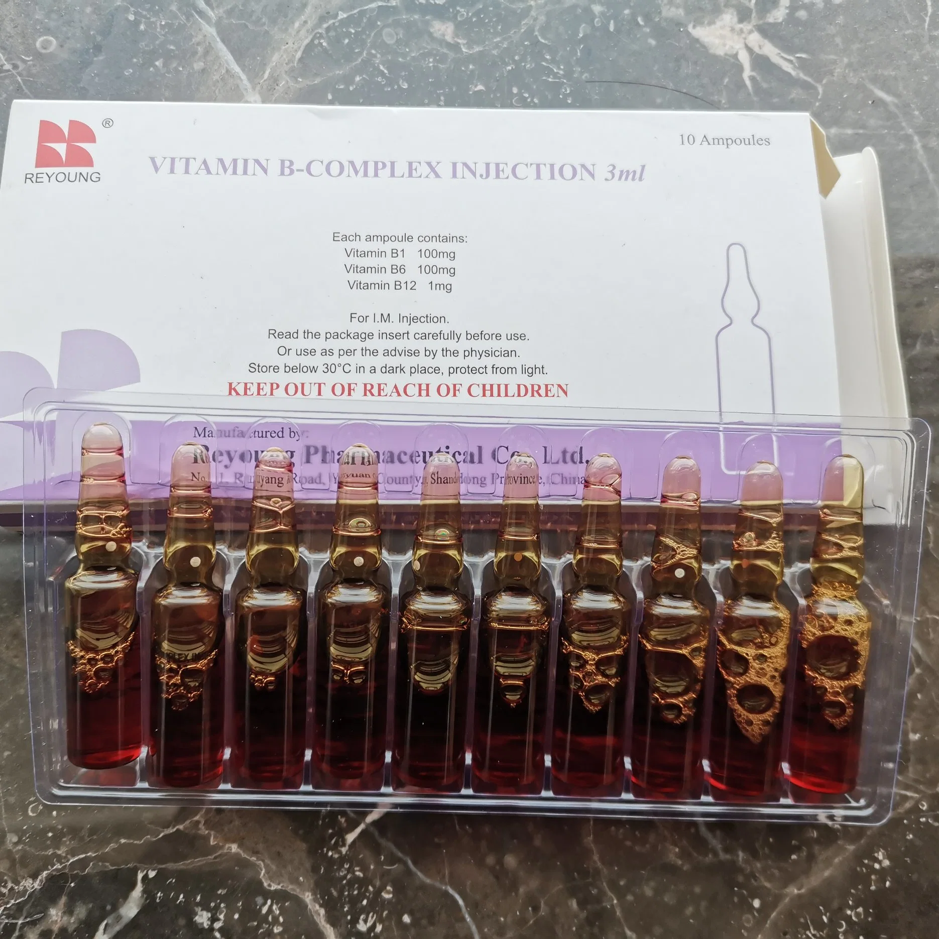 GMP Certified Vitamin B Complex Injection 2ml, 3ml