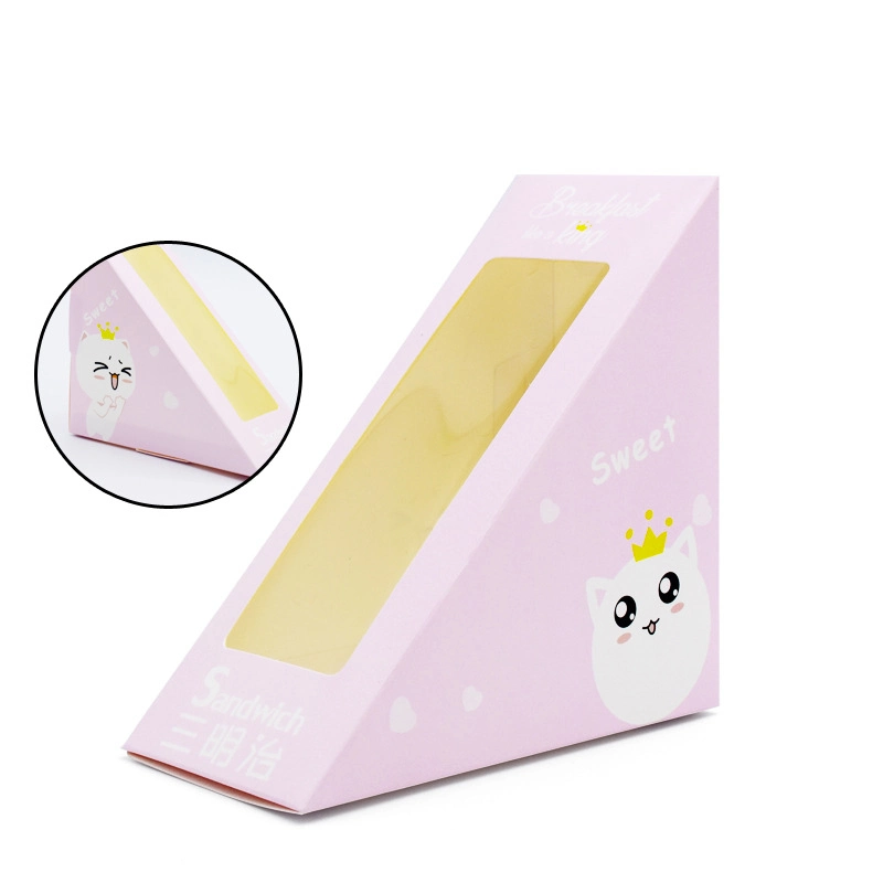 Triangle Shape Disposable Paper Sandwich Packaging Box with Window