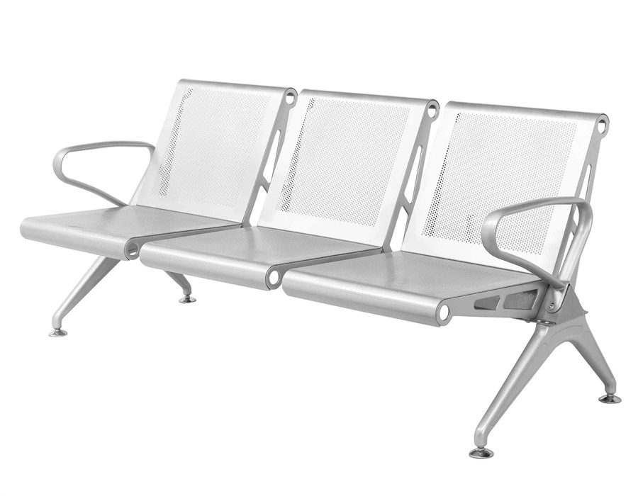 Public Furniture Visitor Steel 3 Seats Bench Airport Hospital Reception Waiting Chair