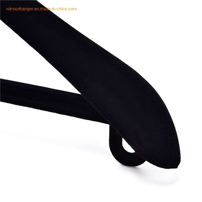 Customized Black Flocking Coated Velvet Suit Coat Plastic Clothes Cheap Hangers