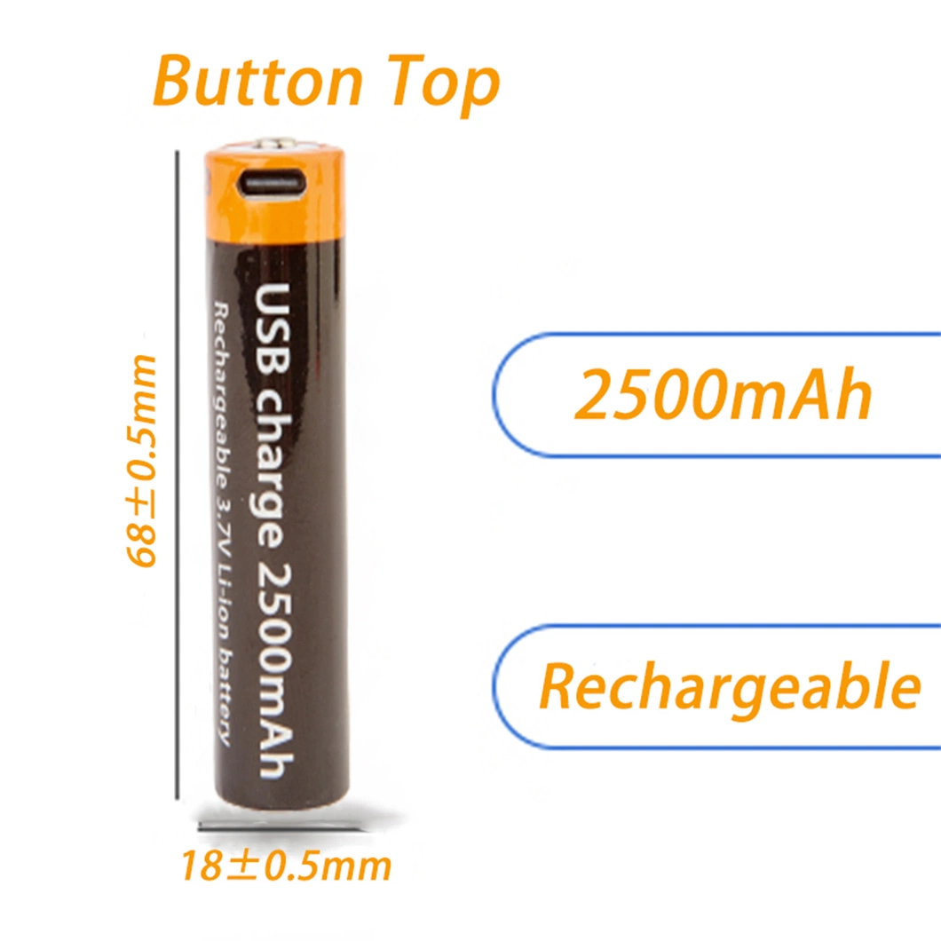 3,7V batería recargable de botón 18650 para linterna