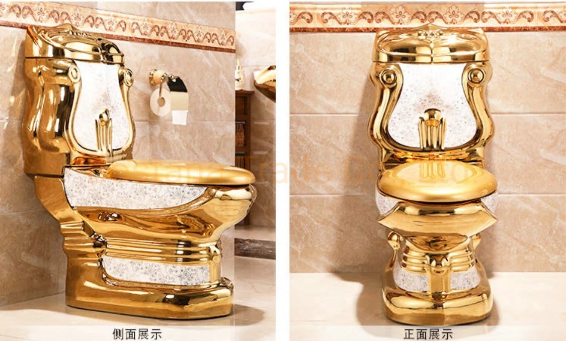 Baño de Porcelana de lujo Oro cerámica Juego sanitario WC