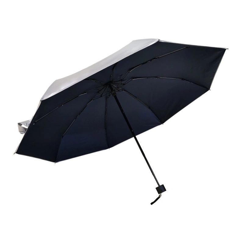 105cm Diameter Titanium Silver Upf50+ Mini 5 Folding Light UV Protection Sun Blocker Umbrella