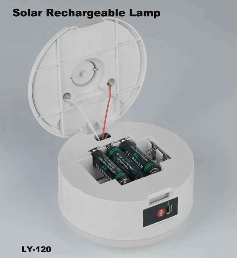 Lâmpada recarregável solar com 2 tipos de bateria