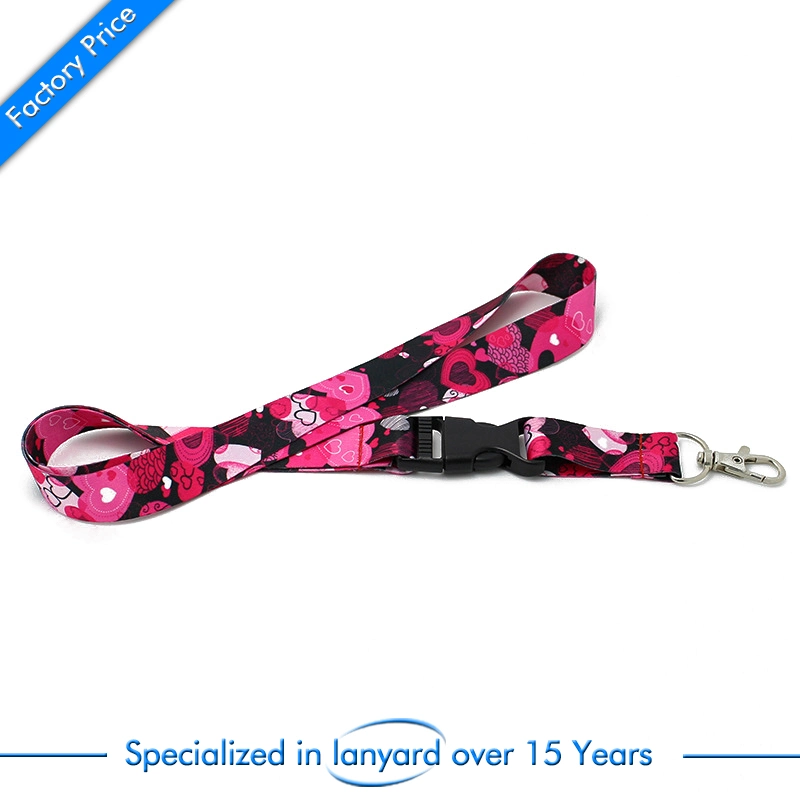 Cheap Custom OEM Sublimation Full Color Printing Polyester Lanyard Neck Strap Ribbon