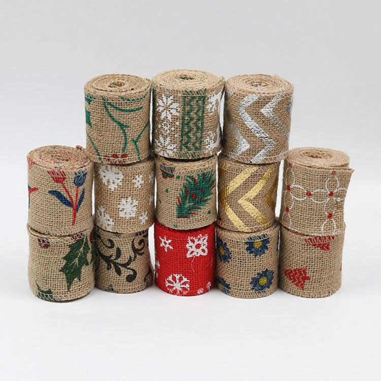 Merry Christmas Decor Deer Printed Gift Ribbons Roll Christmas Wired Edge Ribbon