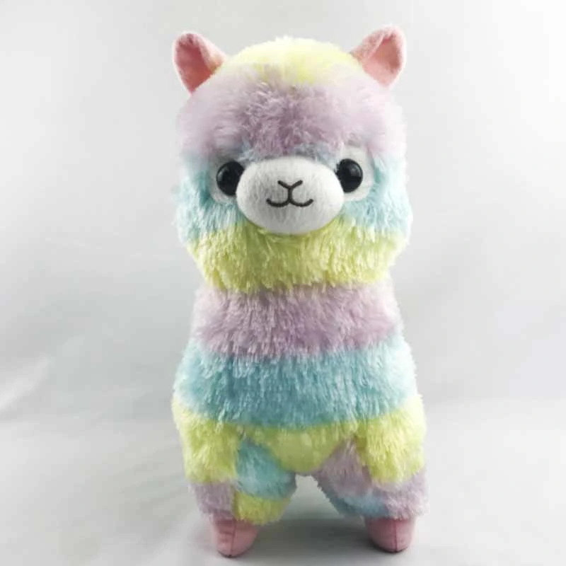 15 cm debout coloré en fourrure douce farcie Alpaga animal jouet mignon Peluche Rainbow Llama