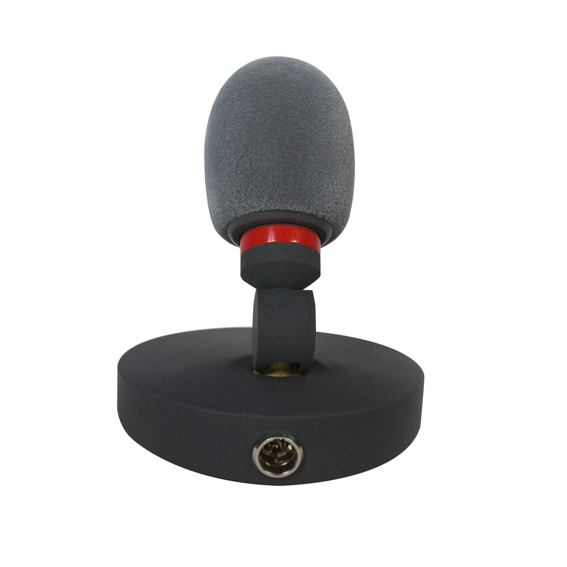 High-Performance Miniature Wired Condenser Microphone with a Functional Desktop Base and 48V Phantom Power