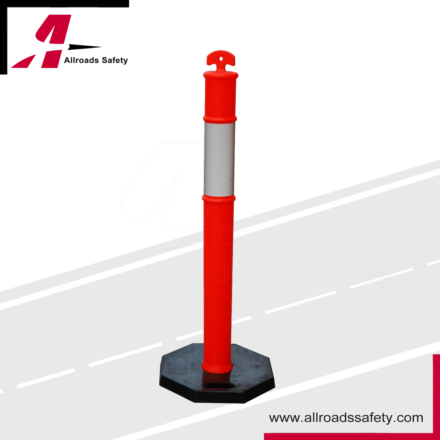 43" Reboundable Traffic Safety Delineator Post with Rubber Base