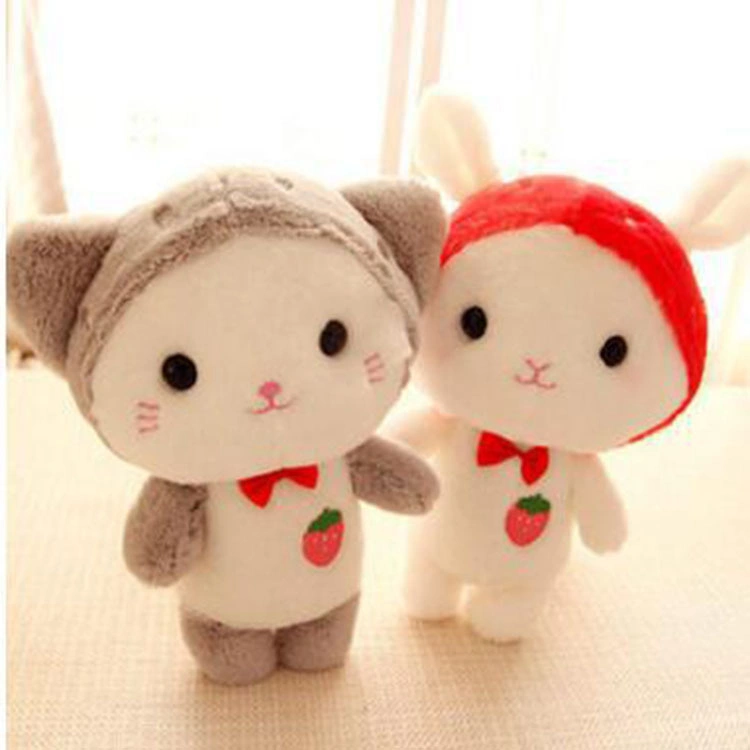 Strawberry Baby Kitty Cute Bunny Bear Doll Plush Toy Children&prime; S Birthday Gift