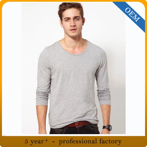 Custom 100% Cotton Men's Plain Long Sleeve T Shirt