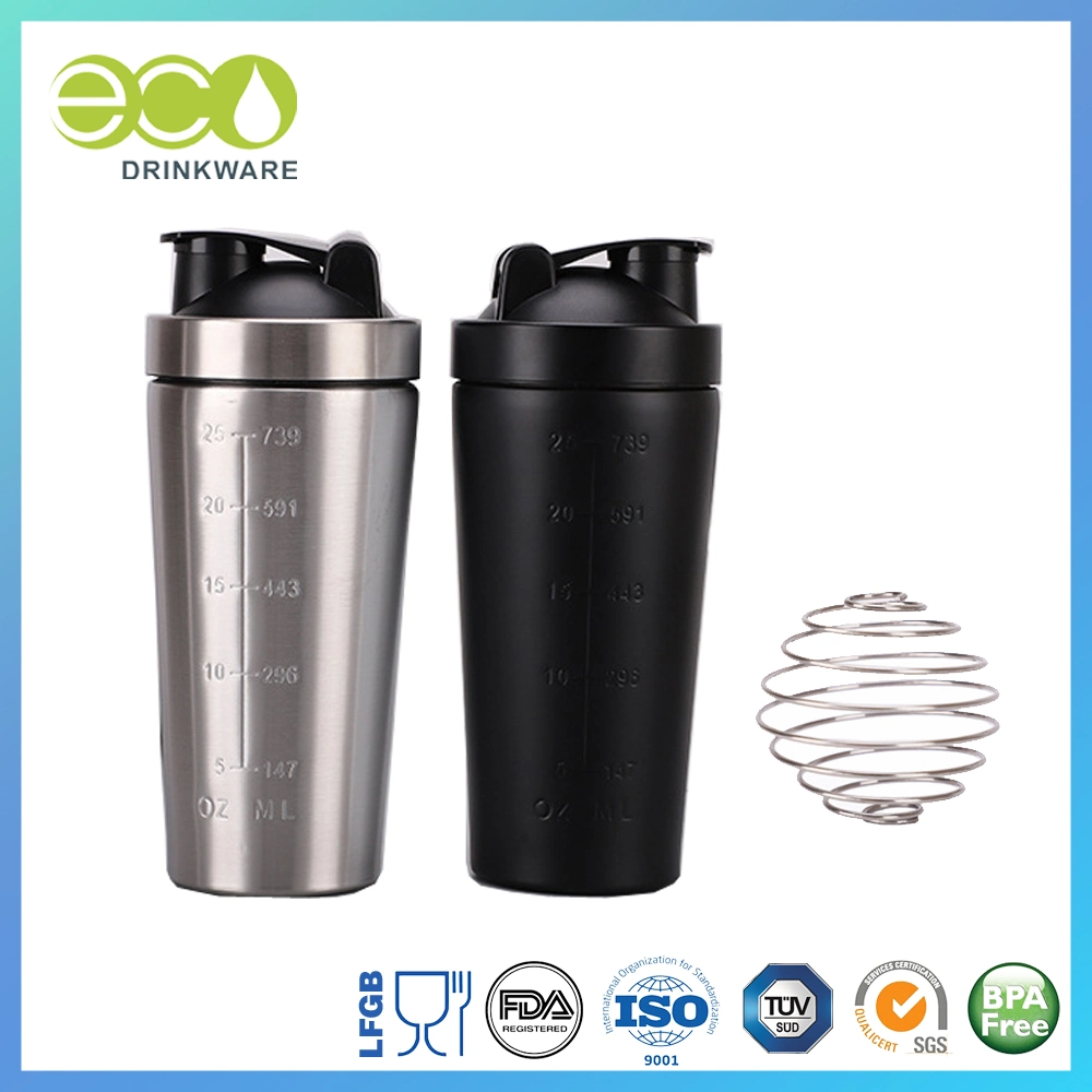 Les fabricants de GS060 Cool Unwholesale ique bouteille d'eau sous étiquette privée conçoit la protéine en acier inoxydable 600ml Shaker avec l'échelle