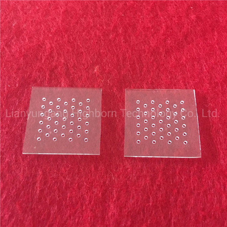 Corrosion Resistance High Transmittance Cutomized Laser Perforated Clear Square Quartz Glass Sheet