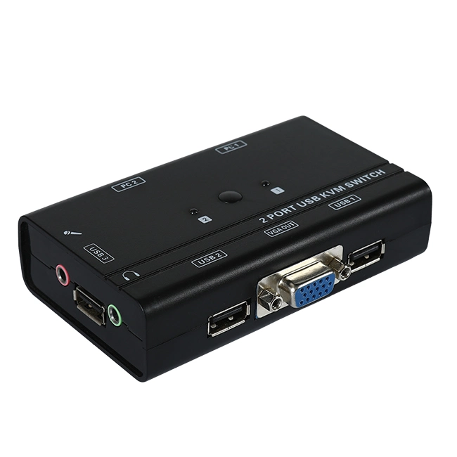 Precio de fábrica de alta calidad y estable de 2 puertos VGA USB 2.0 switch KVM para 2 equipos comparten 1 Teclado y Mouse Monitor impresora