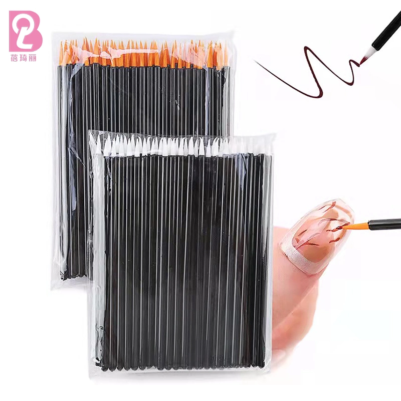 Beiqili 50 Pack Nail Art Brush Disposable Eyeliner Brushes Applicator Makeup Eye Liner Wands