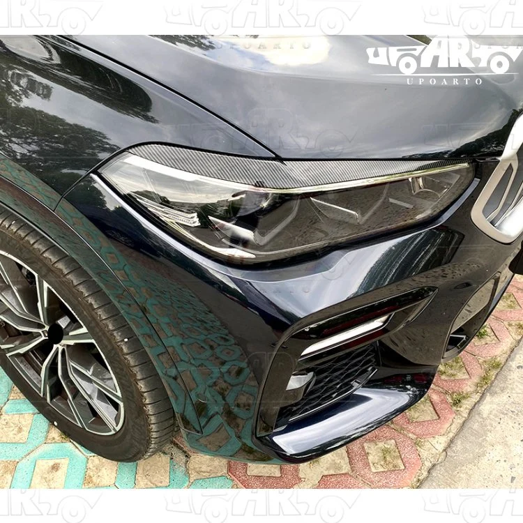 Personalización de la muestra Faro delantero Gloss Black Ceyebrow Ceyelid Trims PARA BMW X5 G05 2019-2023