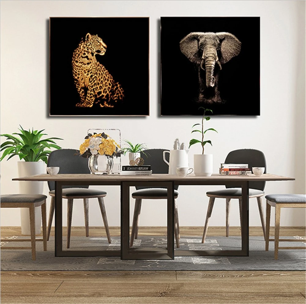 Decorative Crystal Three-Dimensional Art Leopard Lining Glass Paintings (MR-YB6-2039)