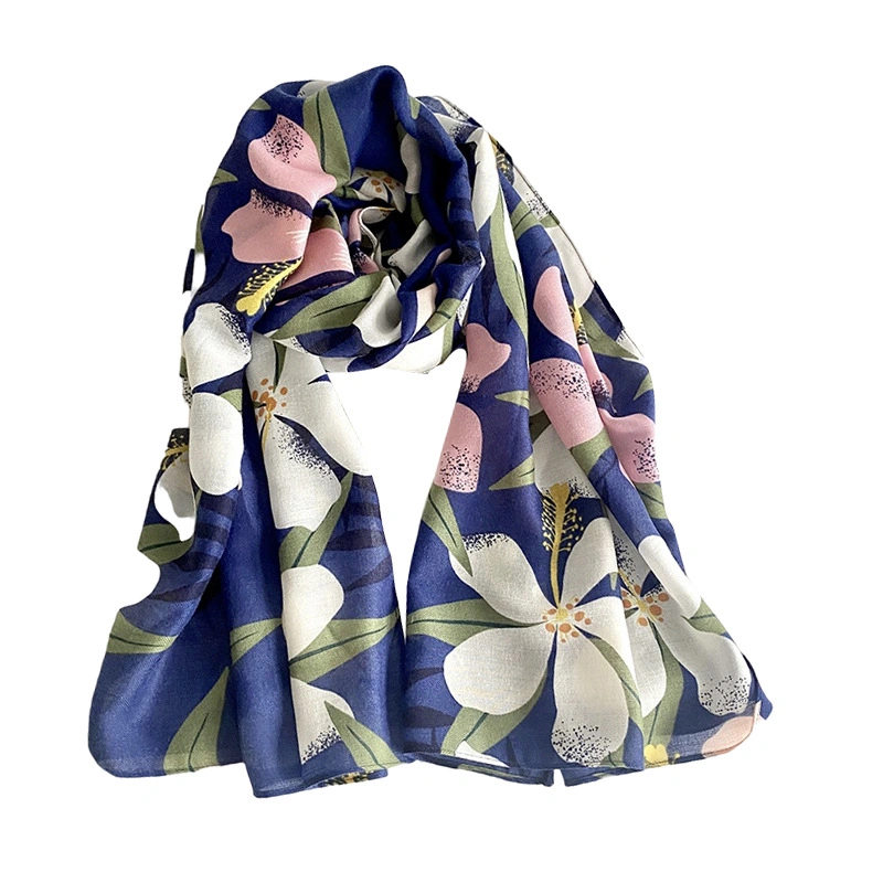 Large Daily Women Colorful Floral Spring Fashion Summer Lady Medium Long Silk Scarf